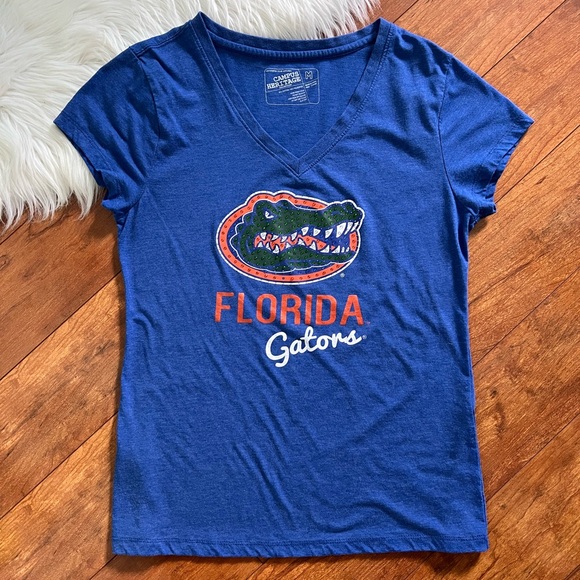 Florida GATORS Blue V-Neck Short Sleeve T-Shirt by Campus Heritage-Size M - Picture 2 of 10